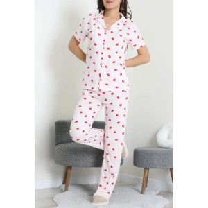 Modal Düğmeli Pijama Takımı Kırmızıkalp - 789.1287.