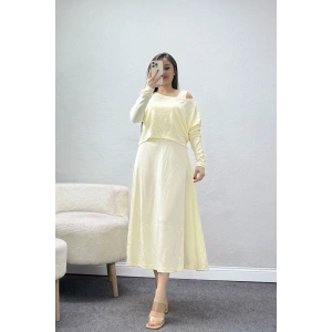 Modal Kumaş Bluzlu İkili Takım Bej - 4179.1247.