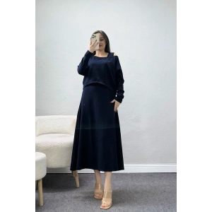 Modal Kumaş Bluzlu İkili Takım Lacivert - 4179.1247.