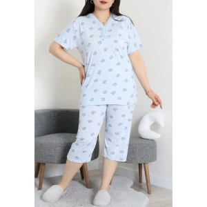 Model Büyük Beden Kapri Pijama Takımı Açıkmavi - 774.1287.