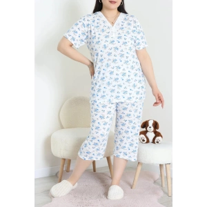 Model Büyük Beden Kapri Pijama Takımı Beyazçiçek - 774.1287.