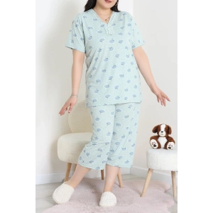 Model Büyük Beden Kapri Pijama Takımı Yeşilçiçek - 774.1287.