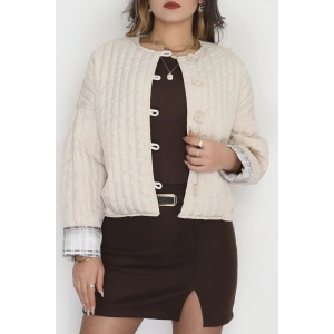 Nakış Detaylı Bomber Ceket Bej - 31635.439.