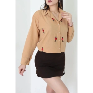 Nakış Detaylı Terıkoton Gömlek Camel - 43959.2111.