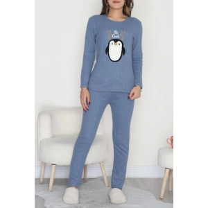 Nakışlı İnterlok Pijama Takımı İndigo - 800.1287.