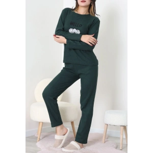 Nakışlı İnterlok Pijama Takımı Zümrüt - 800.1287.