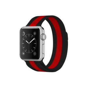 Newface Apple Watch 38mm Metal Mıknatıslı Kordon - Siyah-Kırmızı