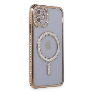 Newface iPhone 11 Kılıf Joke Simli Magneticsafe Kılıf - Gold