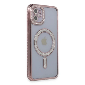 Newface iPhone 11 Kılıf Joke Simli Magneticsafe Kılıf - Pembe