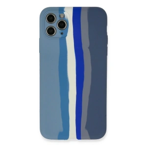 Newface iPhone 11 Pro Kılıf Ebruli Lansman Silikon - Mavi-Gri