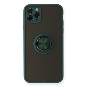 Newface iPhone 11 Pro Kılıf Montreal Yüzüklü Silikon Kapak - Yeşil