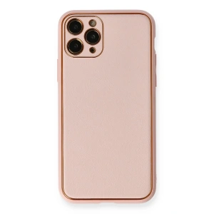 Newface iPhone 11 Pro Max Kılıf Coco Deri Silikon Kapak - Pembe