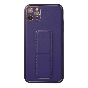 Newface iPhone 11 Pro Max Kılıf Coco Deri Standlı Kapak - Mor