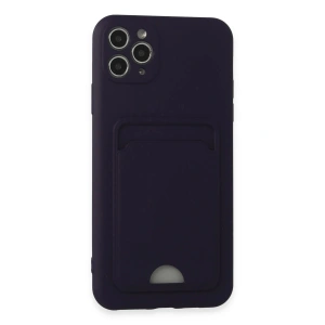 Newface iPhone 11 Pro Max Kılıf Kelvin Kartvizitli Silikon - Derin Mor