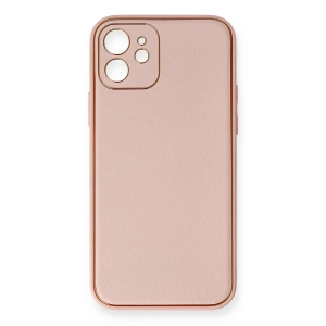 Newface iPhone 12 Kılıf Coco Deri Silikon Kapak - Pembe
