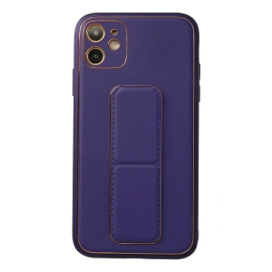 Newface iPhone 12 Kılıf Coco Deri Standlı Kapak - Mor