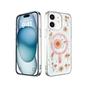 Newface iPhone 12 Kılıf Daisy Simli Magsafe Kapak - Pembe