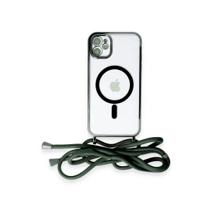 Newface iPhone 12 Kılıf Divo Lazer Askılı Magsafe Kapak - Koyu Yeşil