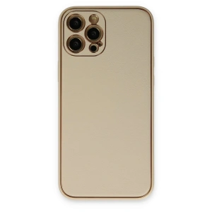 Newface iPhone 12 Pro Kılıf Coco Deri Silikon Kapak - Gold