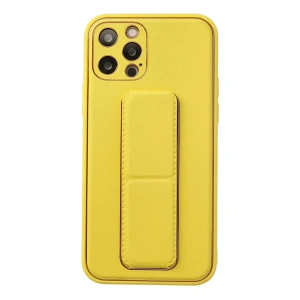 Newface iPhone 12 Pro Kılıf Coco Deri Standlı Kapak - Sarı