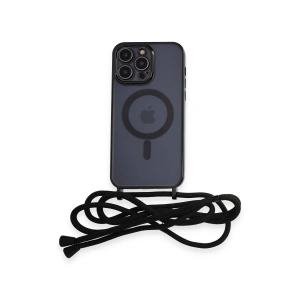 Newface iPhone 12 Pro Kılıf Divo Lazer Askılı Magsafe Kapak - Siyah