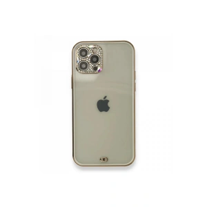 Newface iPhone 12 Pro Kılıf Liva Taşlı Silikon - Beyaz