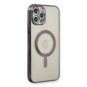 Newface iPhone 12 Pro Kılıf Magneticsafe Lazer Silikon - Siyah