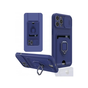 Newface iPhone 12 Pro Kılıf Zuma Kartvizitli Yüzüklü Silikon - Lacivert
