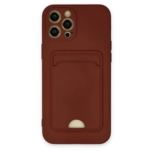 Newface iPhone 12 Pro Max Kılıf Kelvin Kartvizitli Silikon - Bordo