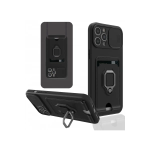 Newface iPhone 12 Pro Max Kılıf Zuma Kartvizitli Yüzüklü Silikon - Siyah