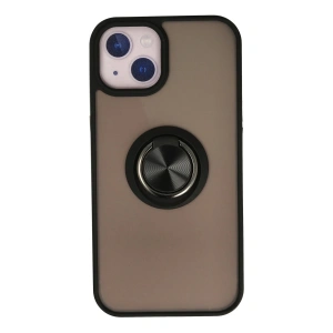 Newface iPhone 13 Kılıf Montreal Yüzüklü Silikon Kapak - Siyah