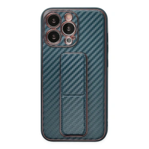 Newface iPhone 13 Pro Kılıf Coco Karbon Standlı Kapak - Lacivert