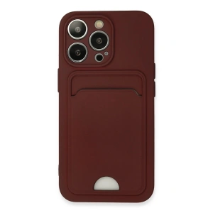 Newface iPhone 13 Pro Kılıf Kelvin Kartvizitli Silikon - Bordo