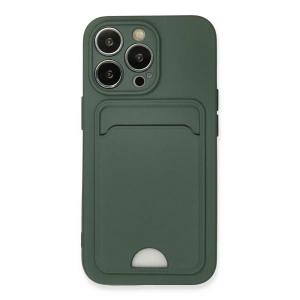 Newface iPhone 13 Pro Kılıf Kelvin Kartvizitli Silikon - Koyu Yeşil