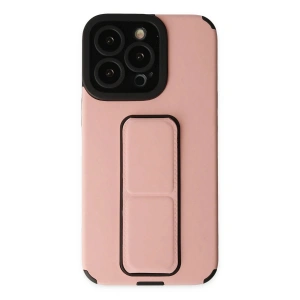 Newface iPhone 13 Pro Kılıf Mega Standlı Silikon - Pudra