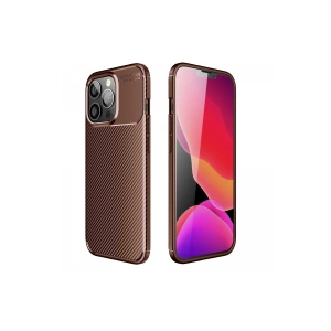 Newface iPhone 13 Pro Max Kılıf Auto Focus Karbon Kapak - Kahverengi