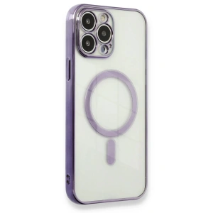 Newface iPhone 13 Pro Max Kılıf Magneticsafe Lazer Silikon - Mor