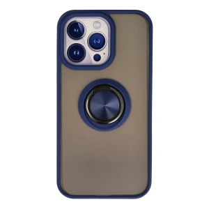 Newface iPhone 13 Pro Max Kılıf Montreal Yüzüklü Silikon Kapak - Lacivert