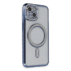 Newface iPhone 14 Kılıf Joke Simli Magneticsafe Kılıf - Mavi