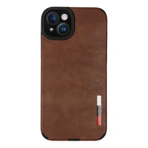 Newface iPhone 14 Plus Kılıf Loop Deri Silikon - Kahverengi