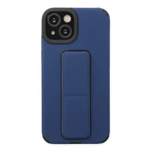 Newface iPhone 14 Plus Kılıf Mega Standlı Silikon - Mavi