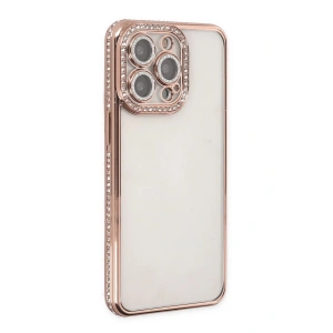 Newface iPhone 14 Pro Kılıf Joke Taşlı Silikon - Pembe