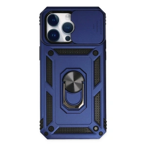 Newface iPhone 14 Pro Kılıf Pars Lens Yüzüklü Silikon - Lacivert