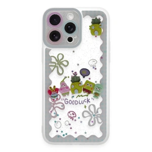 Newface iPhone 14 Pro Max Kılıf Sweet Desenli Silikon Kapak - Açık Mavi