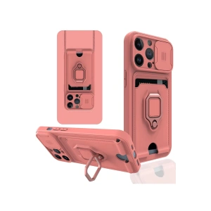 Newface iPhone 14 Pro Max Kılıf Zuma Kartvizitli Yüzüklü Silikon - Pembe