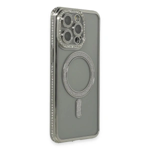 Newface iPhone 15 Pro Kılıf Joke Simli Magneticsafe Kılıf - Gri