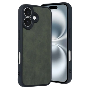 Newface iPhone 16 Kılıf Aras Deri Kapak - Koyu Yeşil