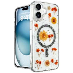 Newface iPhone 16 Kılıf Daisy Simli Magsafe Kapak - Siyah