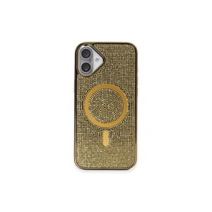 Newface iPhone 16 Kılıf Diamond Magsafe Kapak - Gold