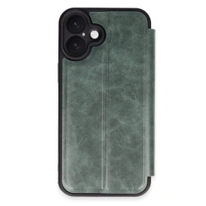 Newface iPhone 16 Kılıf Flip Cover - Koyu Yeşil